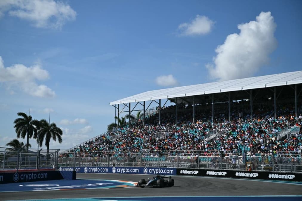George Russell em ação: F1 terá mais um dia de calor em Miami (Foto: AFP)