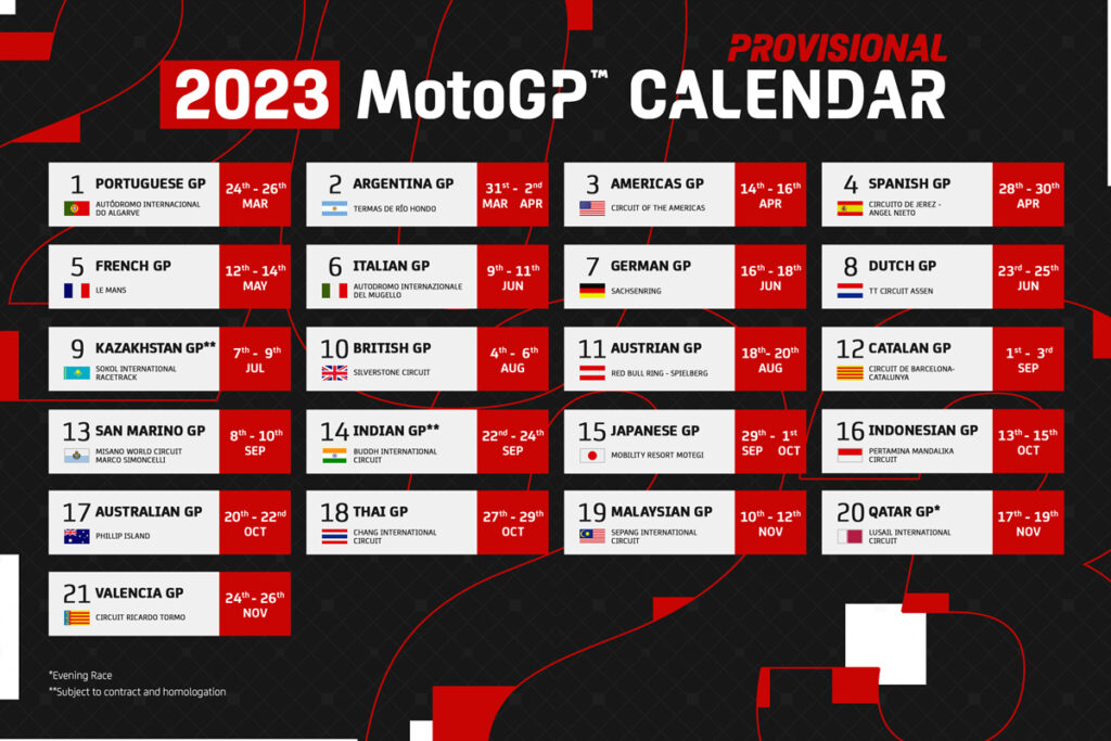 FIA divulga calendário de 23 corridas para 2023