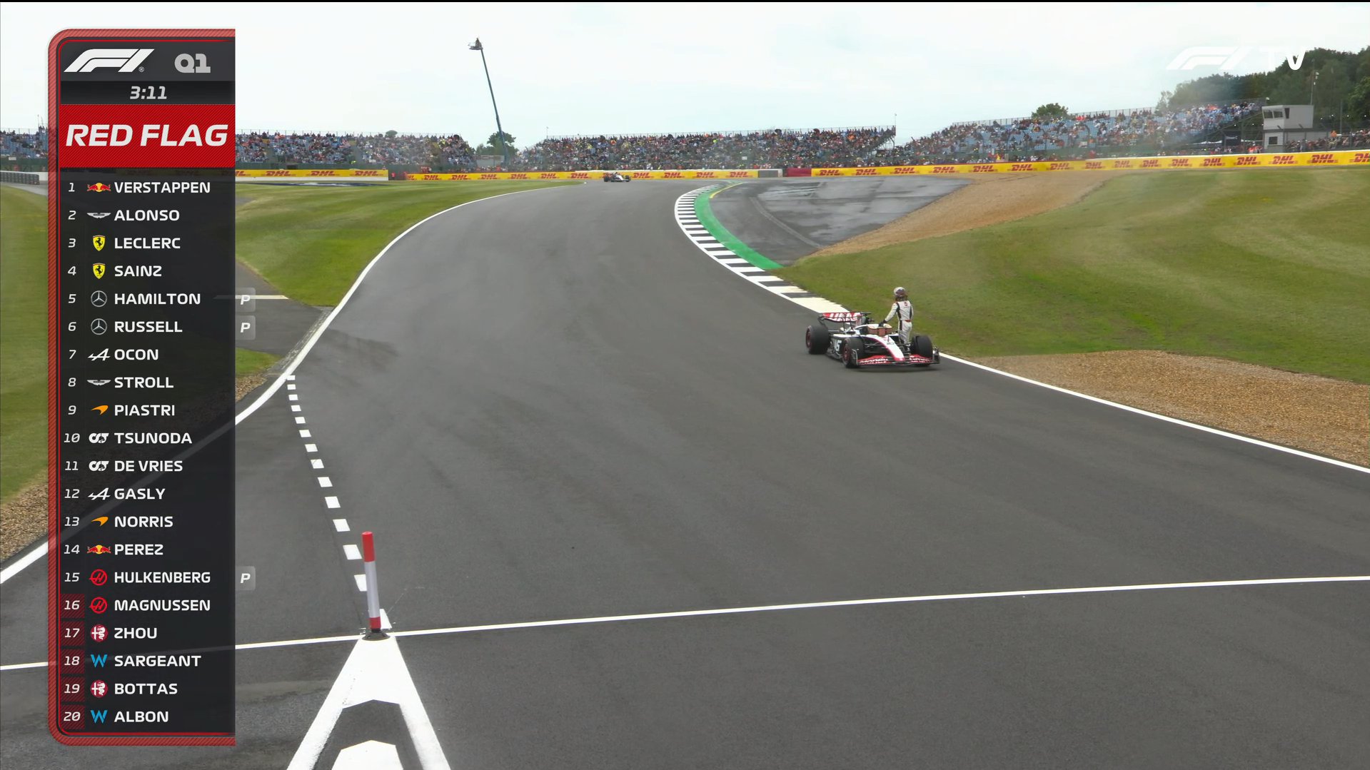 Magnussen para na pista e causa bandeira vermelha no Q1 para o GP da Inglaterra