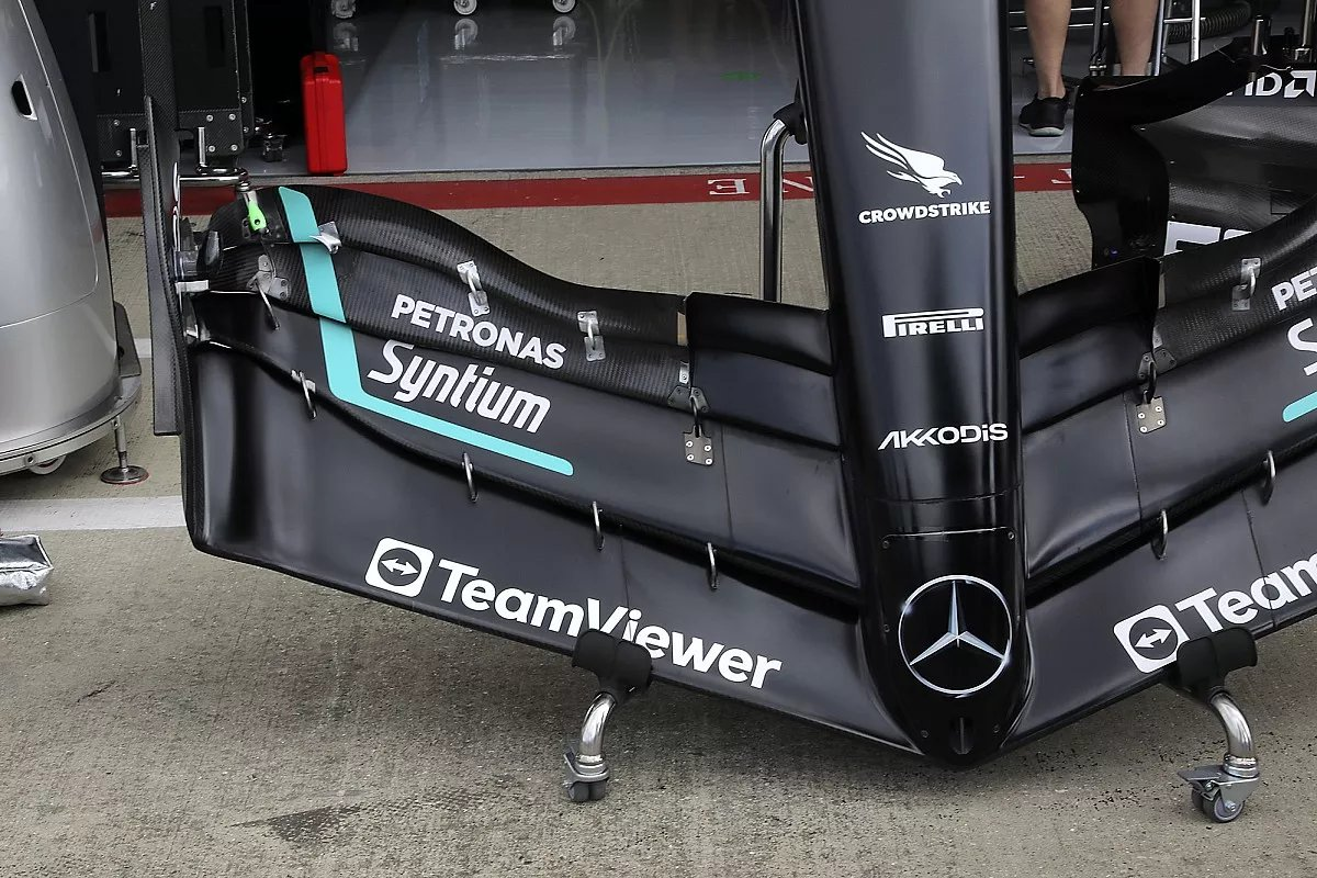 Mercedes vai de asa dianteira nova para tentar alcançar Red Bull na Inglaterra: veja como ficou