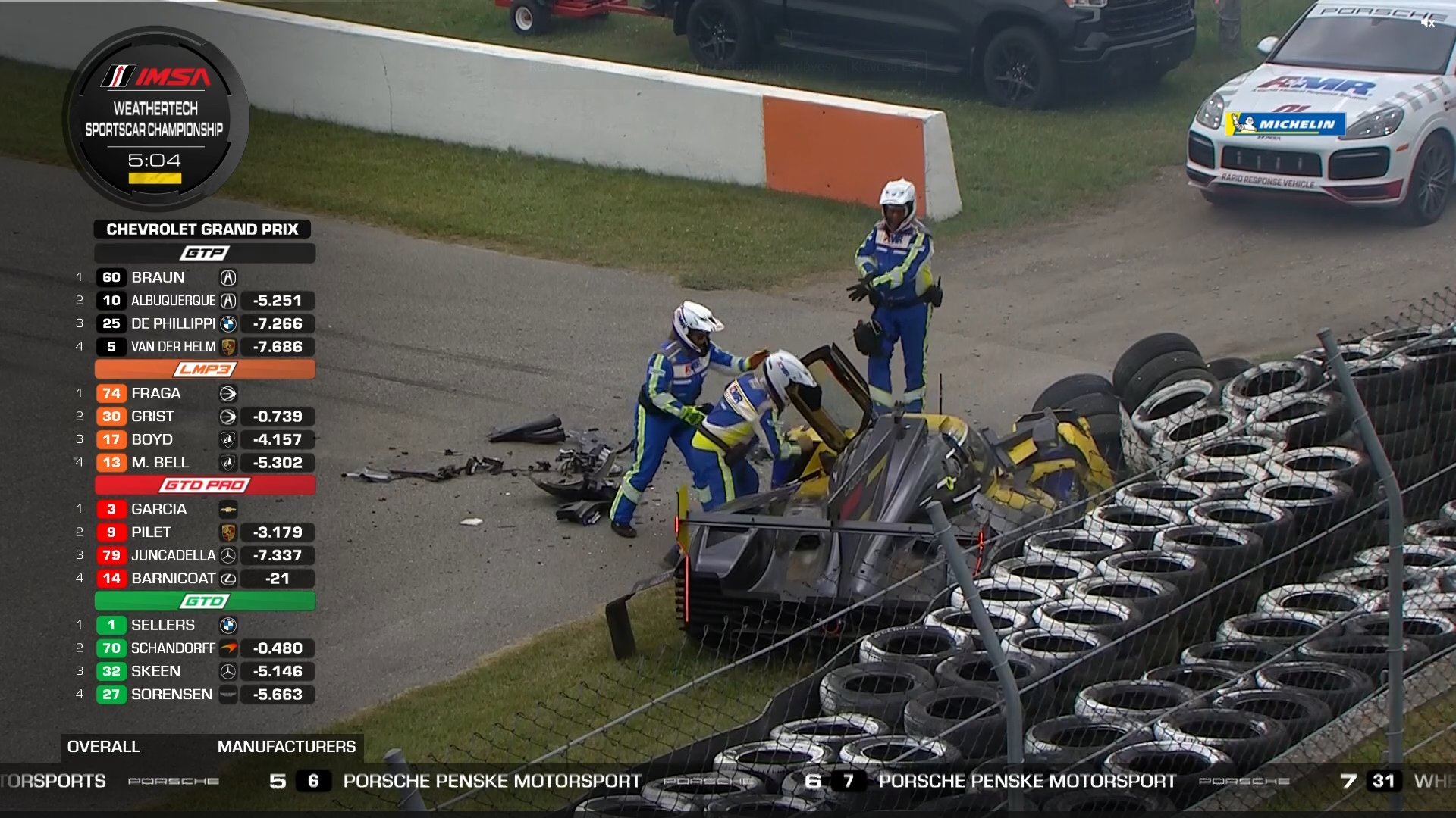 Van der Zande perde controle, dá pancada violenta na barreira de pneus e encerra etapa de Mosport do IMSA